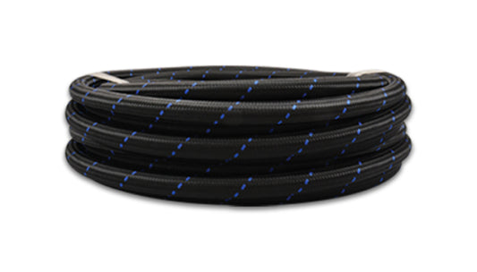 Vibrant -8 AN Two-Tone Black/Blue Nylon Braided Flex Hose (2 foot roll)