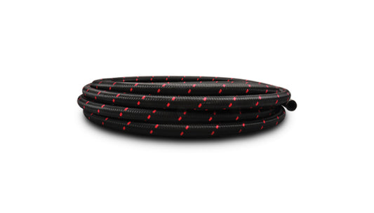 Vibrant -6 AN Two-Tone Black/Red Nylon Braided Flex Hose (10 foot roll)