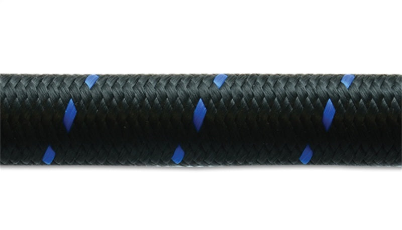Vibrant -4 AN Two-Tone Black/Blue Nylon Braided Flex Hose (5 foot roll)